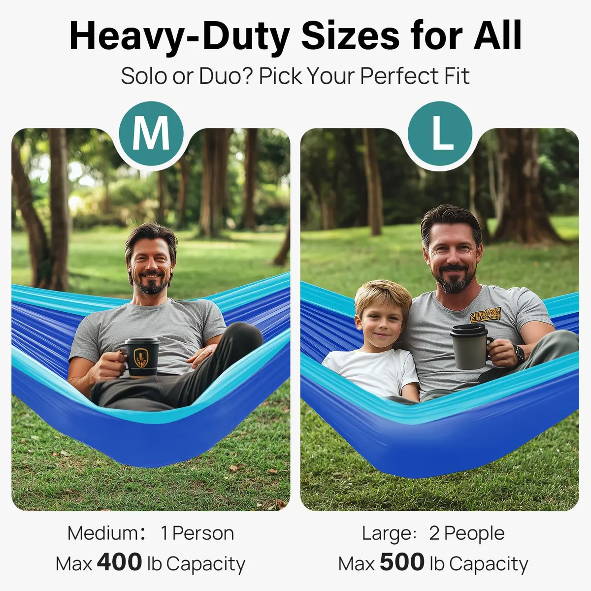 Kootek Camping Hammock 500lbs Capacity | Double Outdoor Camping Essentials, Parachute Nylon - view 2