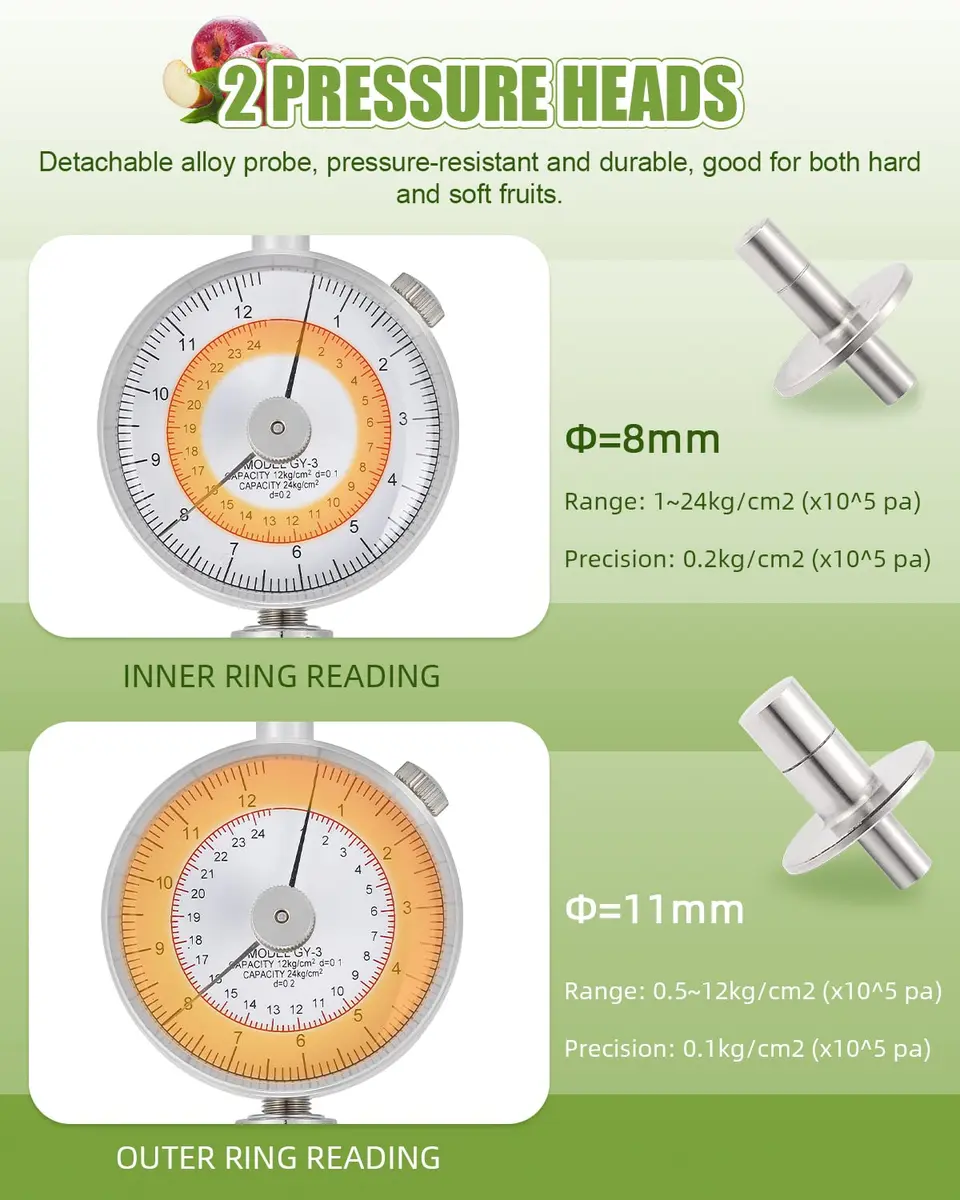 NEWTRY Fruit Penetrometer Handheld Hardness Tester with 2 Types of Probes | Precise Fruit Hardness Measurement - view 3
