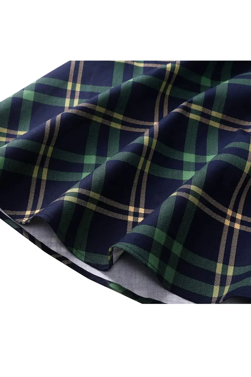 Topdress Vintage Polka Audrey Dress 3XL | Halter Neck, Green Plaid, 95% Cotton - view 6