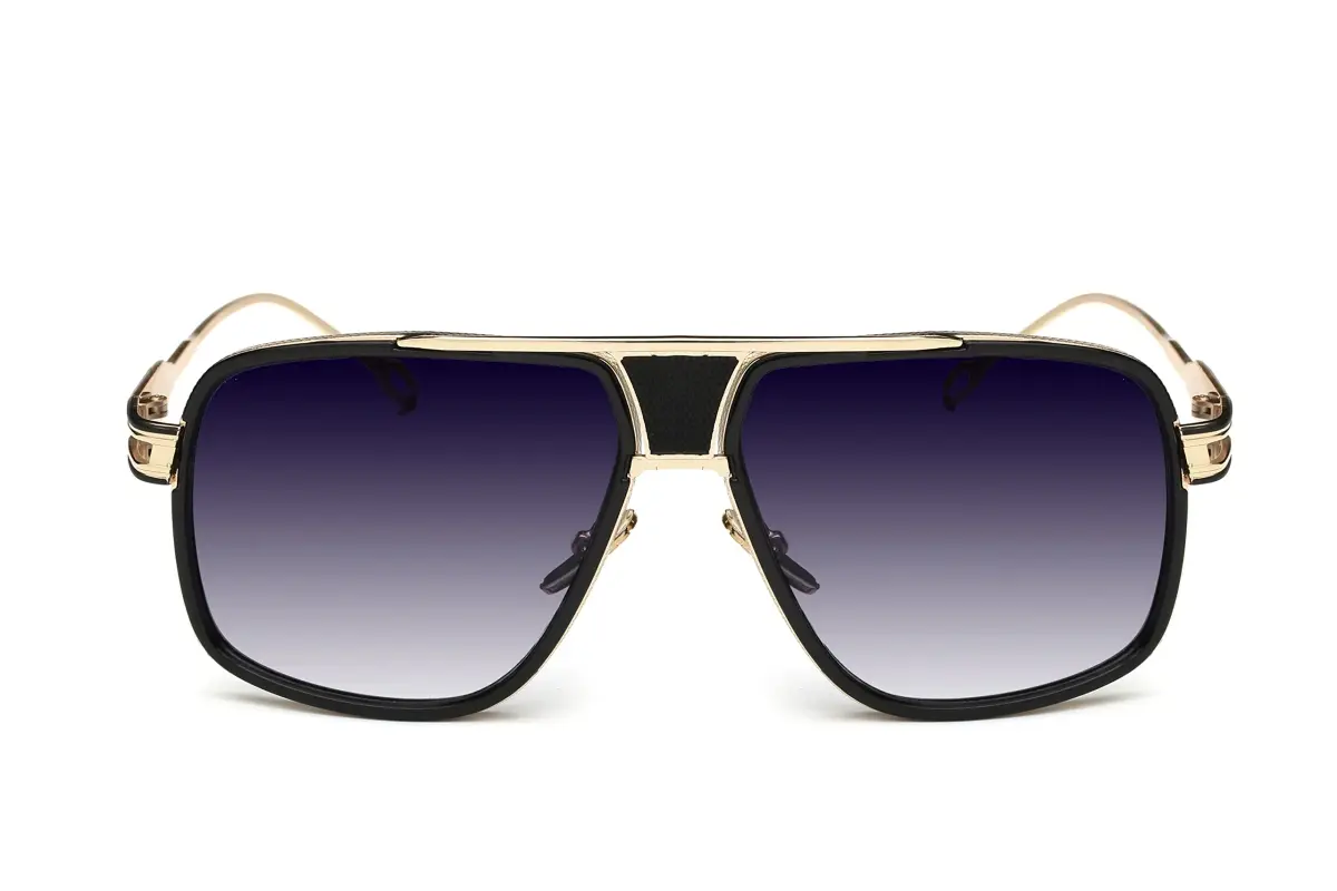 GOBIGER Aviator Sunglasses for Men Gold/Gradient Grey Lens | 59mm (2.32in) Lens Width - view 3