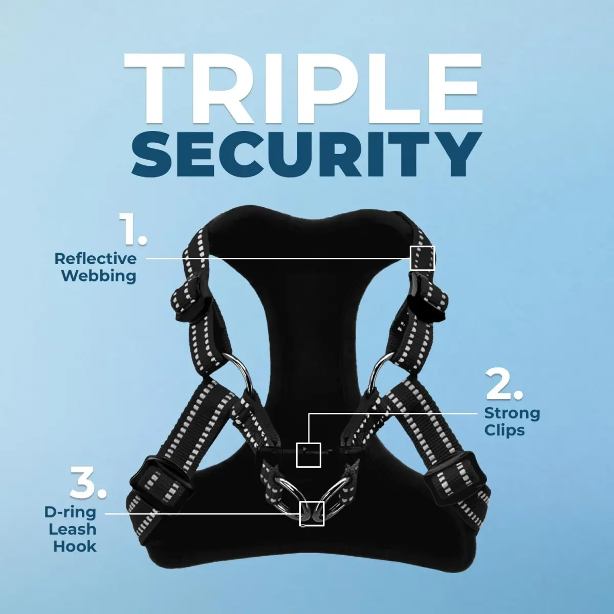 Voyager Step-in Flex Adjustable Dog Harness - Black, Large | Breathable Air Mesh & 3M Reflective Stripes - view 2