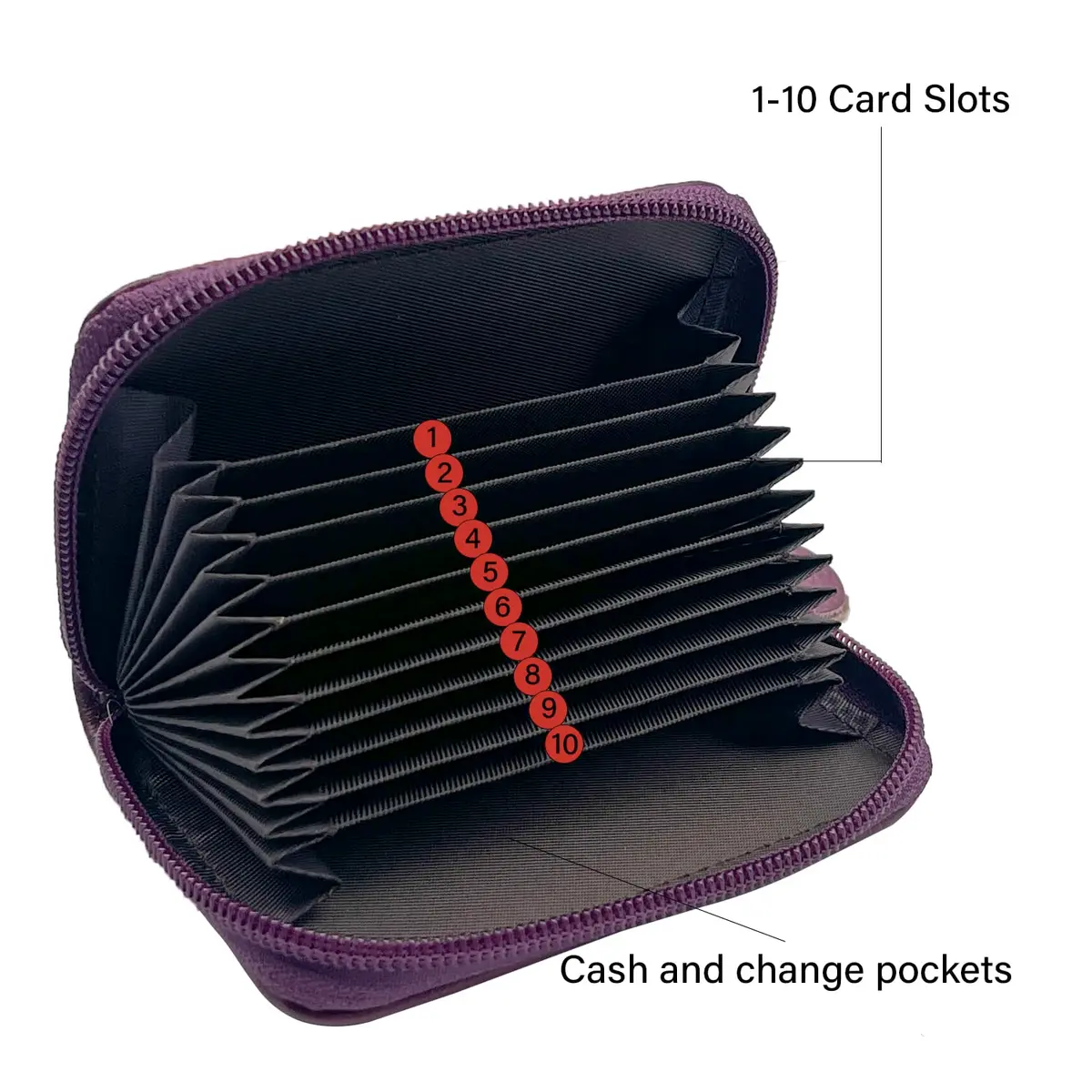 ZHOMA RFID Blocking Genuine Leather Credit Card Holder Wallet - Purple | 11 Card Slots - view 5