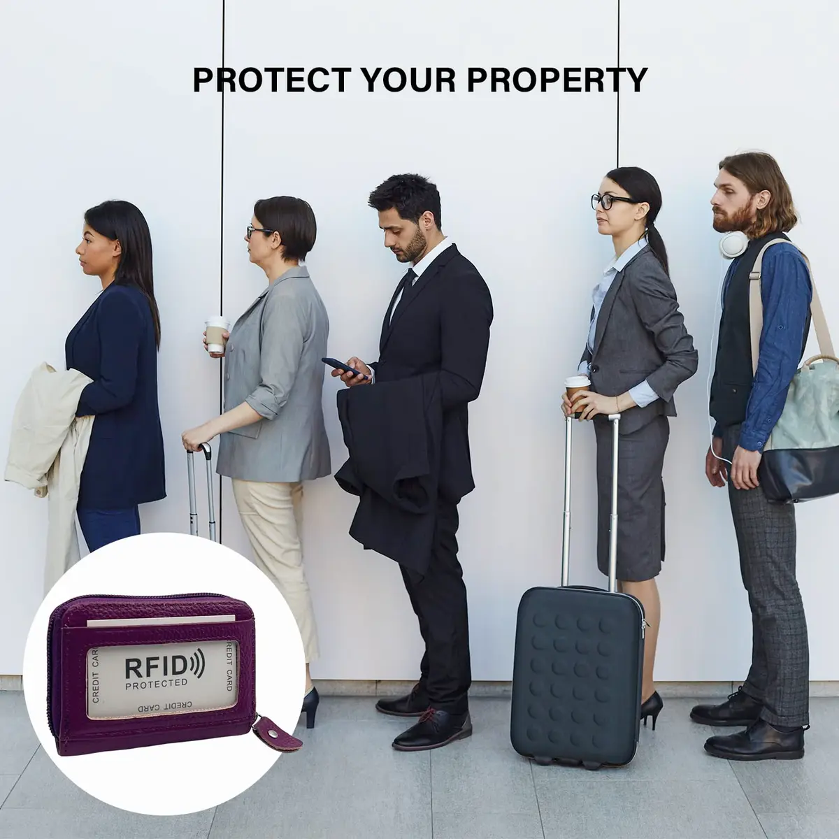 ZHOMA RFID Blocking Genuine Leather Credit Card Holder Wallet - Purple | 11 Card Slots - view 6