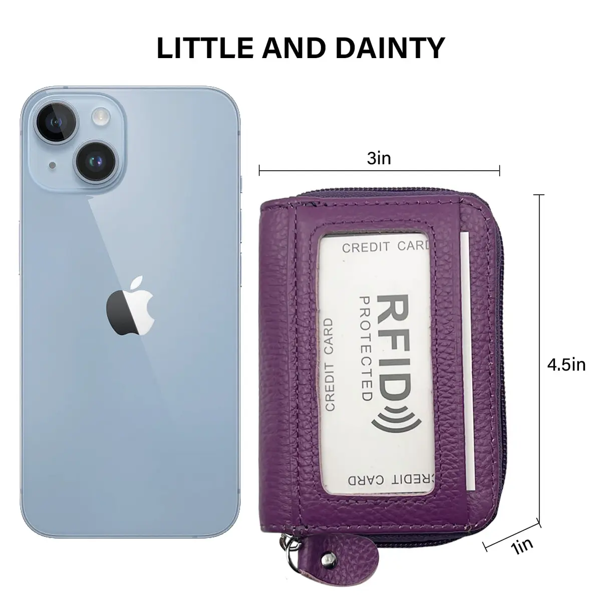 ZHOMA RFID Blocking Genuine Leather Credit Card Holder Wallet - Purple | 11 Card Slots - view 3