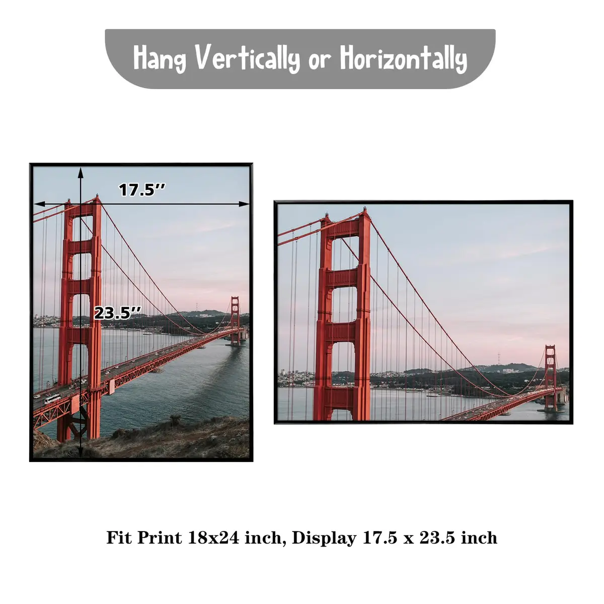 Frametory 18x24 Black Aluminum Poster Frame Tempered Glass | Modern Wall Decor (70-120 chars) - view 8