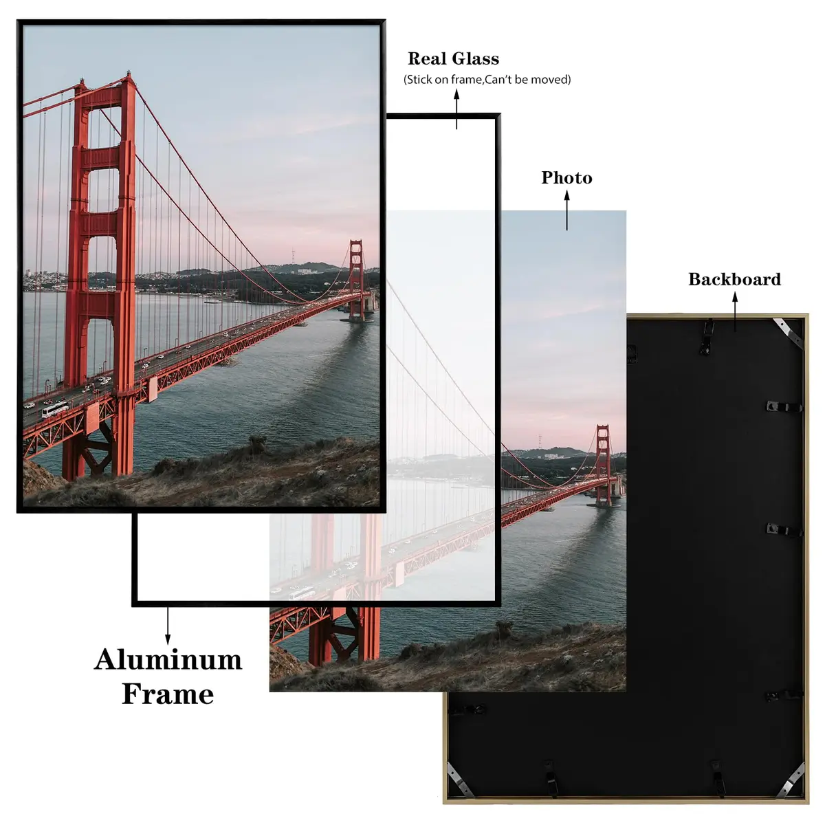 Frametory 18x24 Black Aluminum Poster Frame Tempered Glass | Modern Wall Decor (70-120 chars) - view 9