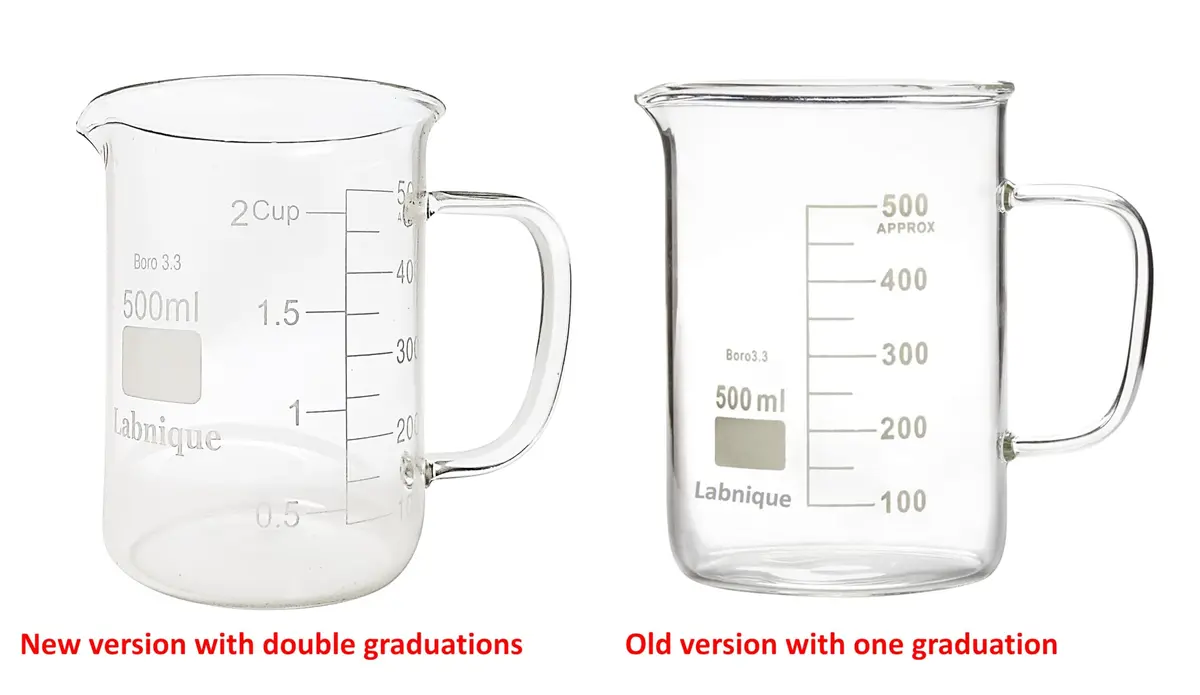 Microyn Glass Beaker with Handle, 500ml (16.9oz / 444ml) | Double Graduated Lab Beaker Mug - view 5