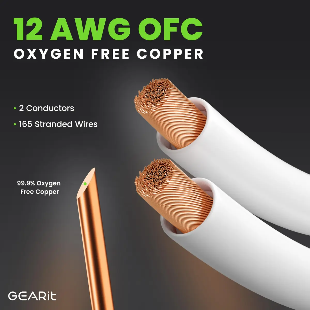 GEARit 12AWG Braided Speaker Cable with Gold-Plated Banana Plugs, 0.91 m (3 Feet) | High-Purity OFC Copper Wire for Amplifiers - view 3