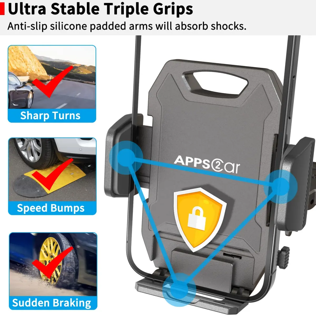 APPS2Car Sturdy CD Slot Phone Mount with One Hand Operation Design, 11.7 cm (4.6 in) | Secure Grip for Safe Driving - view 7