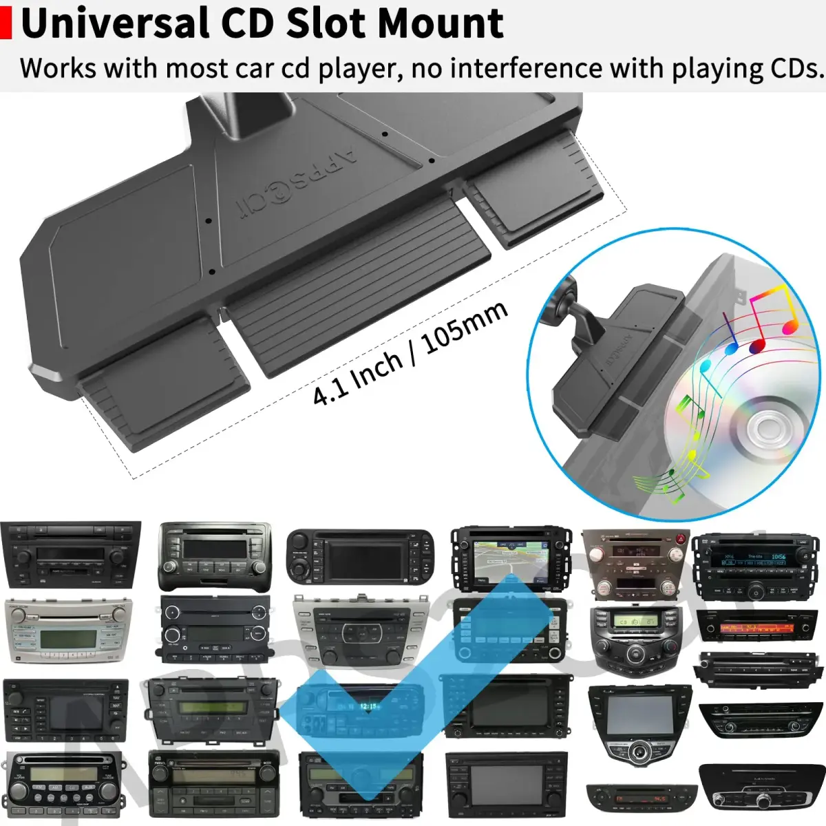 APPS2Car Sturdy CD Slot Phone Mount with One Hand Operation Design, 11.7 cm (4.6 in) | Secure Grip for Safe Driving - view 9