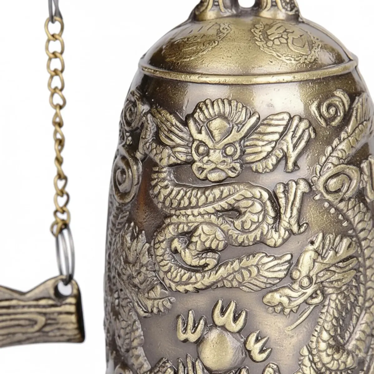 I-MART Asian Oriental Brass Gong with Dragon Stand | Mini Gong Meditation Bell for Zen Decor (5 x 4 x 2.5 inches) - view 3