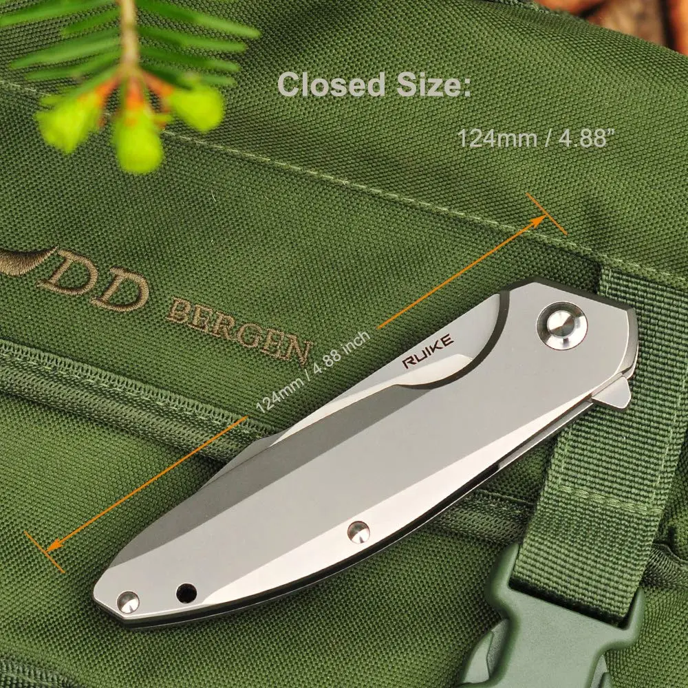 Ruike P128-SF Tactical Folding Knife 3.7" Drop Point Blade | Frame Lock, 14C28N Steel, Black - view 6