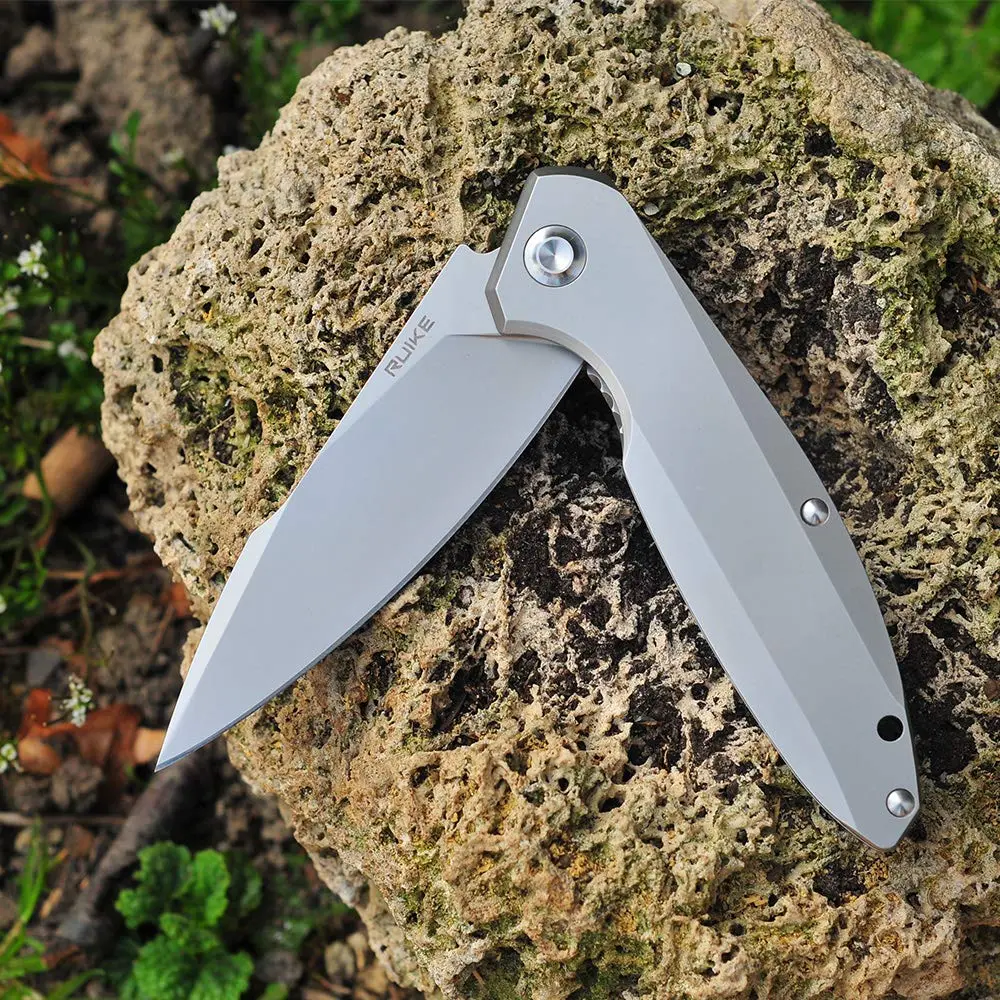 Ruike P128-SF Tactical Folding Knife 3.7" Drop Point Blade | Frame Lock, 14C28N Steel, Black - view 7