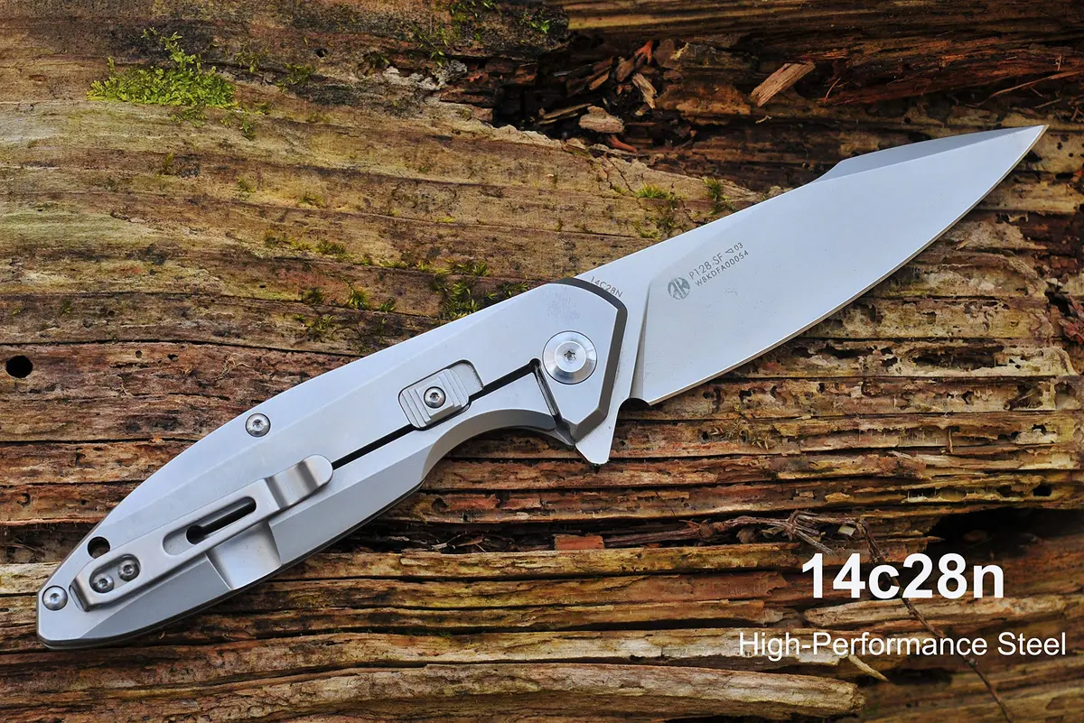 Ruike P128-SF Tactical Folding Knife 3.7" Drop Point Blade | Frame Lock, 14C28N Steel, Black - view 2