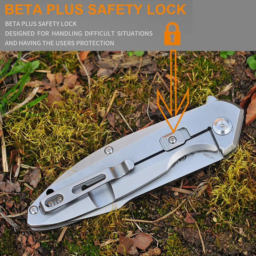 Ruike P128-SF Tactical Folding Knife 3.7" Drop Point Blade | Frame Lock, 14C28N Steel, Black - view 3