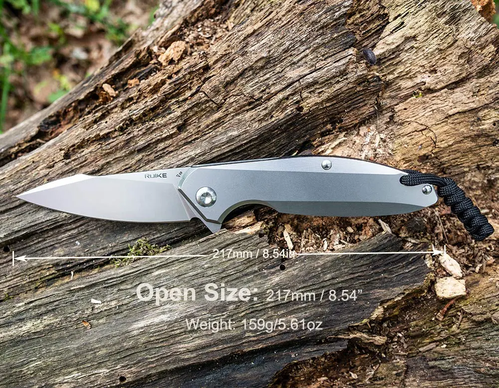 Ruike P128-SF Tactical Folding Knife 3.7" Drop Point Blade | Frame Lock, 14C28N Steel, Black - view 4