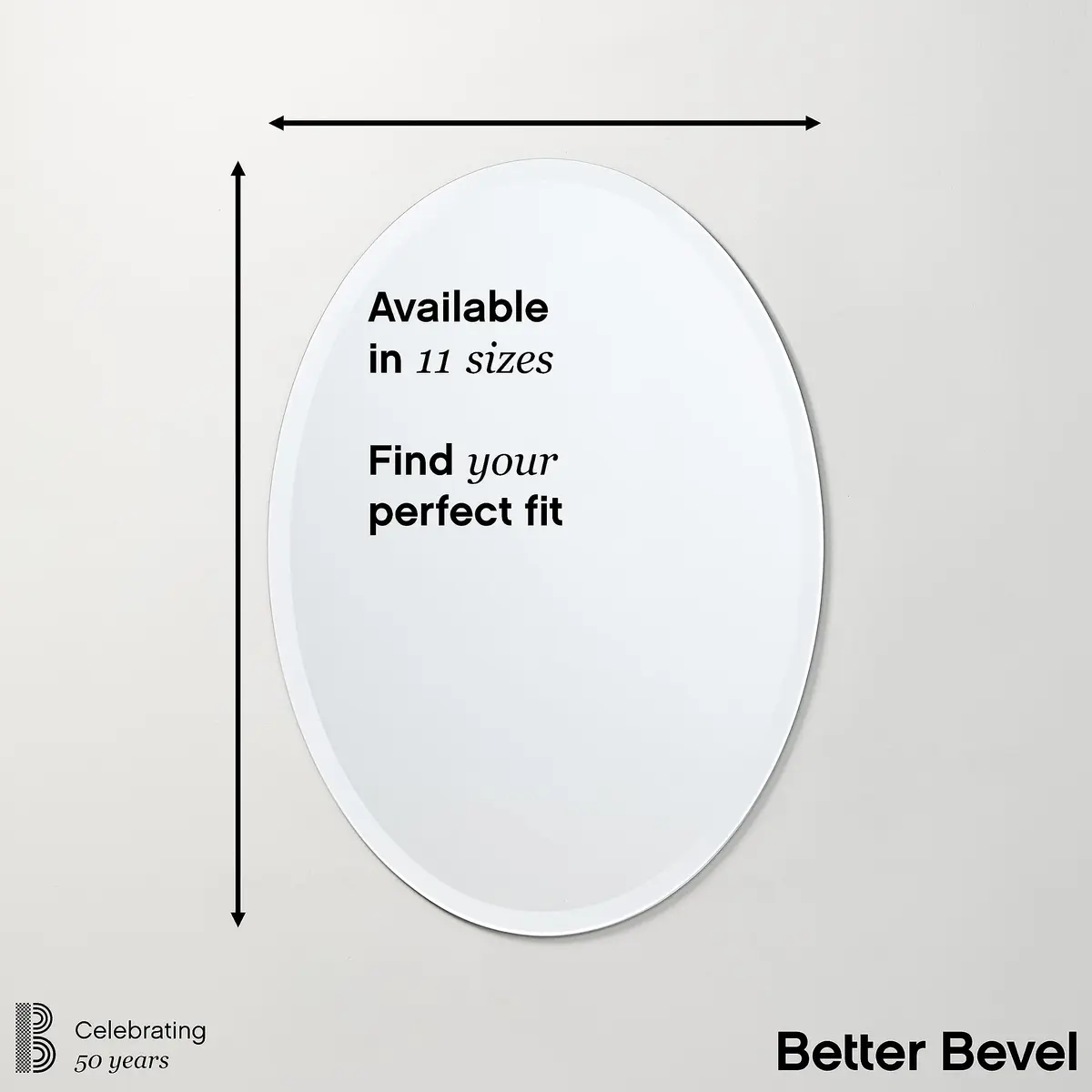 The Better Bevel Frameless Oval Mirror 20" x 27" | Beveled Edge Bathroom Wall Mirror - view 5
