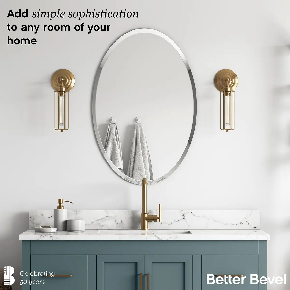 The Better Bevel Frameless Oval Mirror 20" x 27" | Beveled Edge Bathroom Wall Mirror - view 2