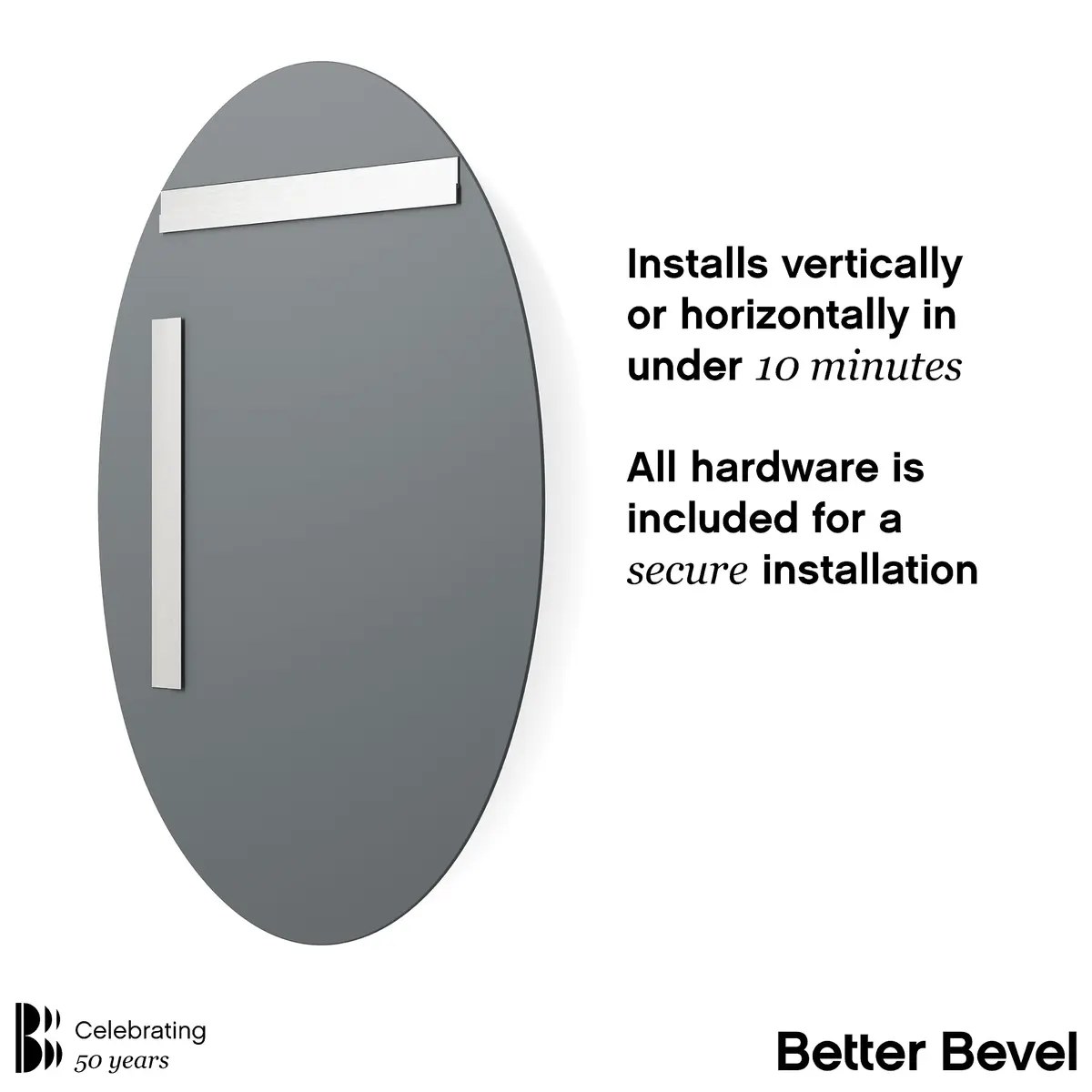 The Better Bevel Frameless Oval Mirror 20" x 27" | Beveled Edge Bathroom Wall Mirror - view 3