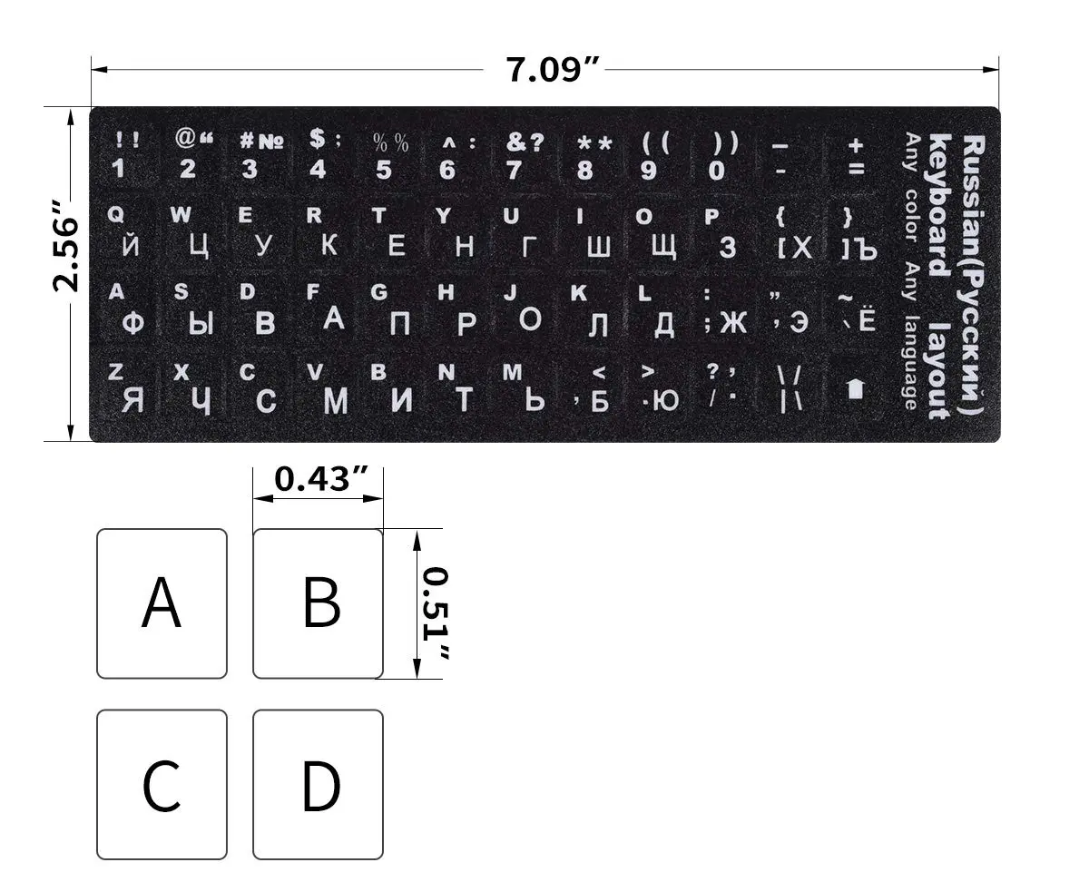 CaseBuy Russian-English Keyboard Stickers White Font Black Background for PC Laptop Notebook Desktop 2-Pack - view 6