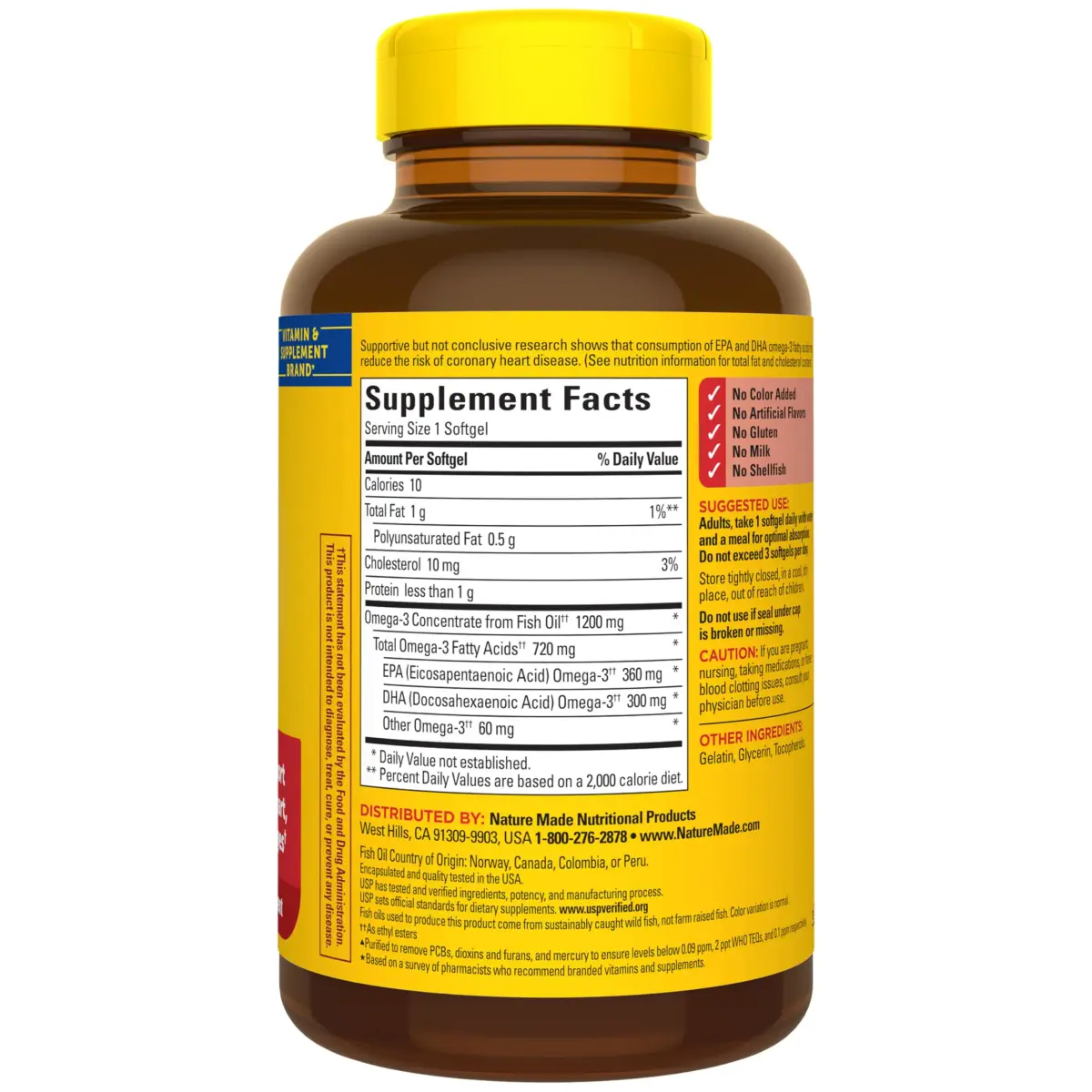 Nature Made Fish Oil Omega 3 1200 mg Softgels, 100 Count | USP Verified for Heart, Brain, Eye Support - view 8