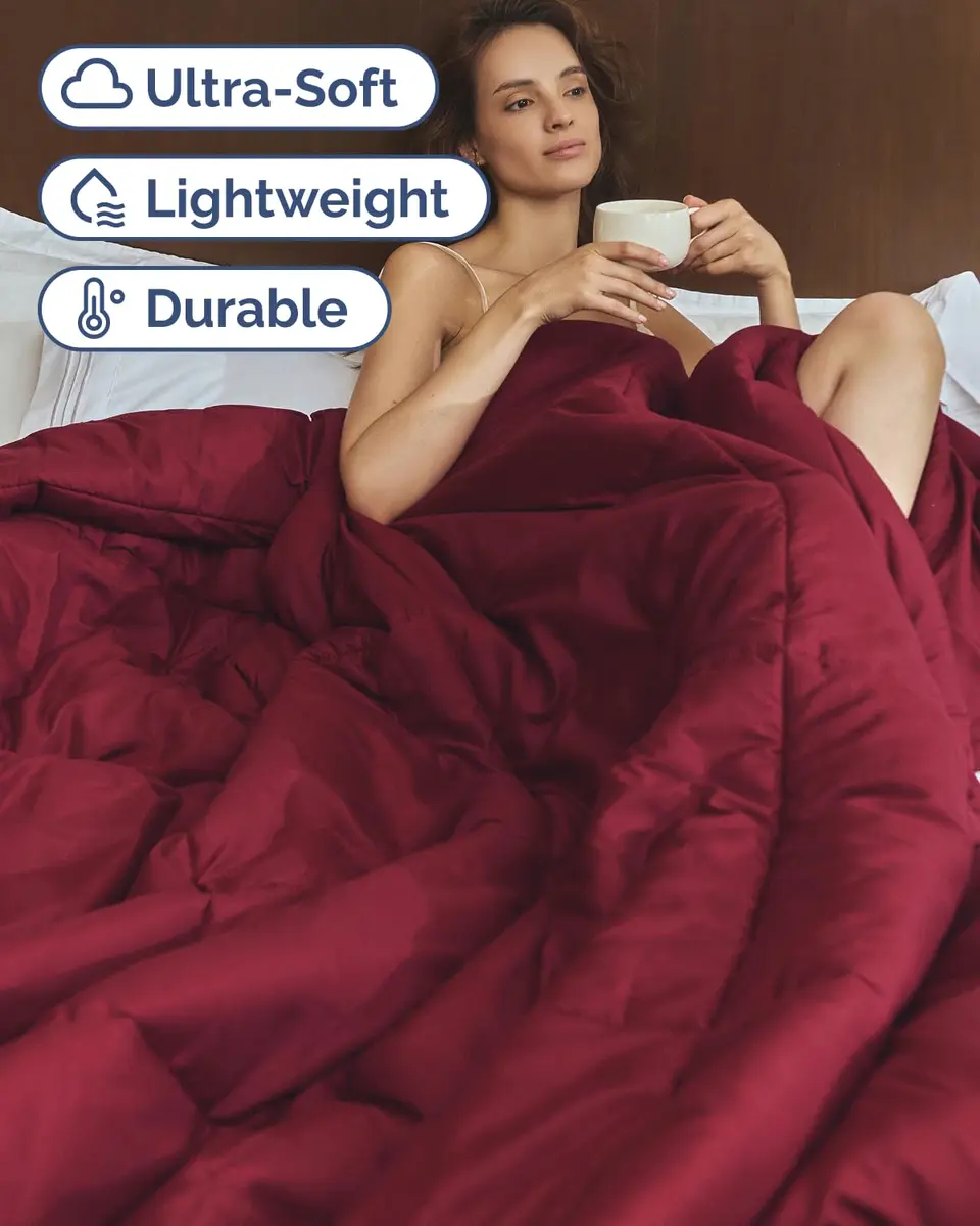 CGK Unlimited Comforter King Size - Down Alternative Duvet Insert - Burgundy, 102" x 90" | All-Season Breathable Bedding - view 4