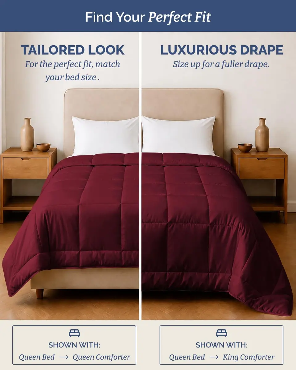 CGK Unlimited Comforter King Size - Down Alternative Duvet Insert - Burgundy, 102" x 90" | All-Season Breathable Bedding - view 5