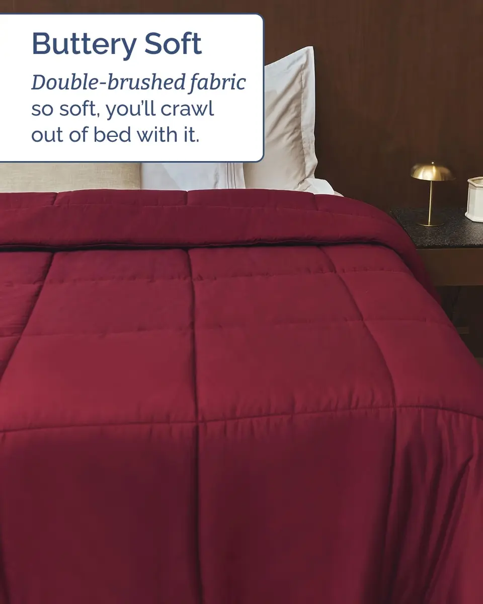 CGK Unlimited Comforter King Size - Down Alternative Duvet Insert - Burgundy, 102" x 90" | All-Season Breathable Bedding - view 6