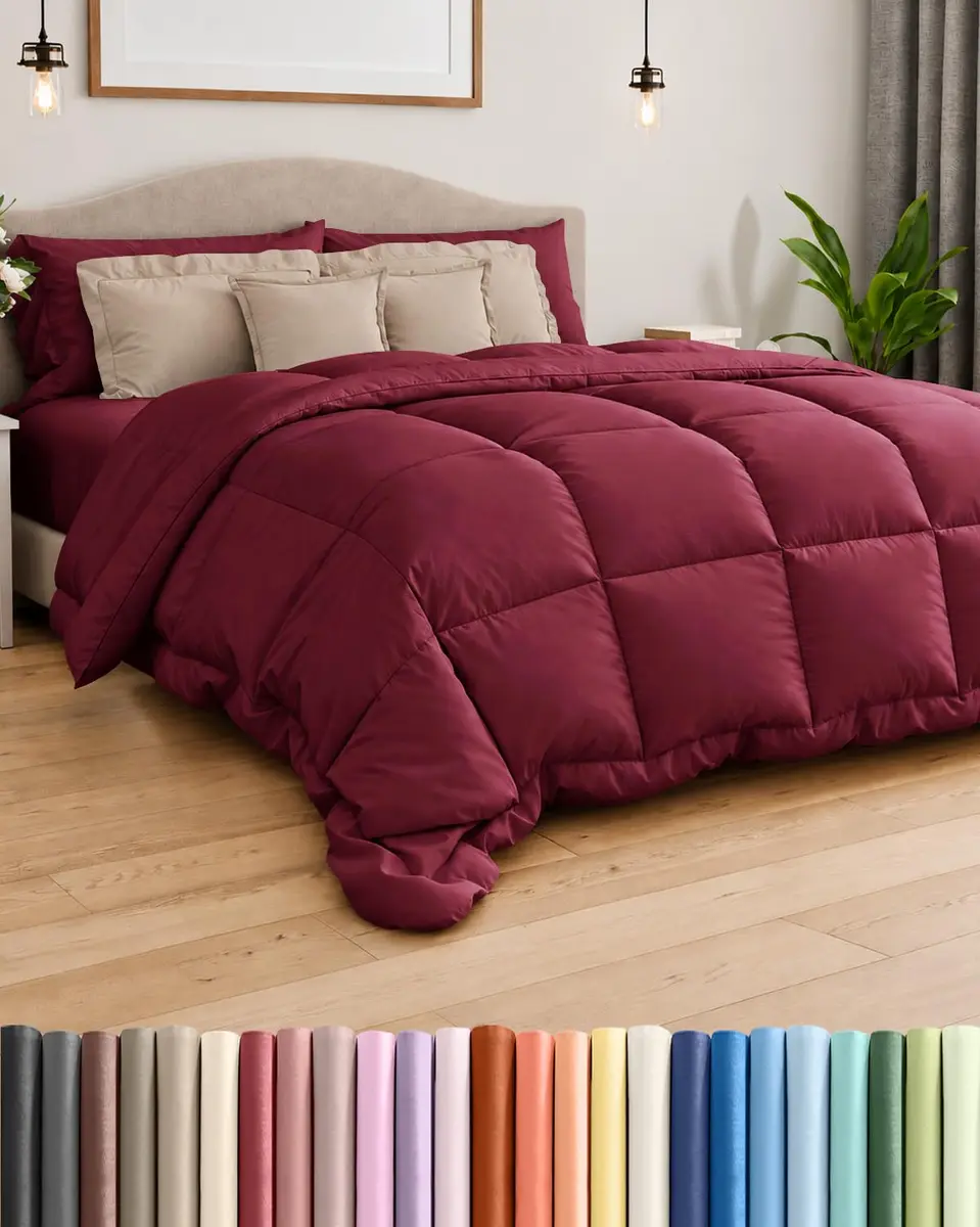 CGK Unlimited Comforter King Size - Down Alternative Duvet Insert - Burgundy, 102" x 90" | All-Season Breathable Bedding - main product image