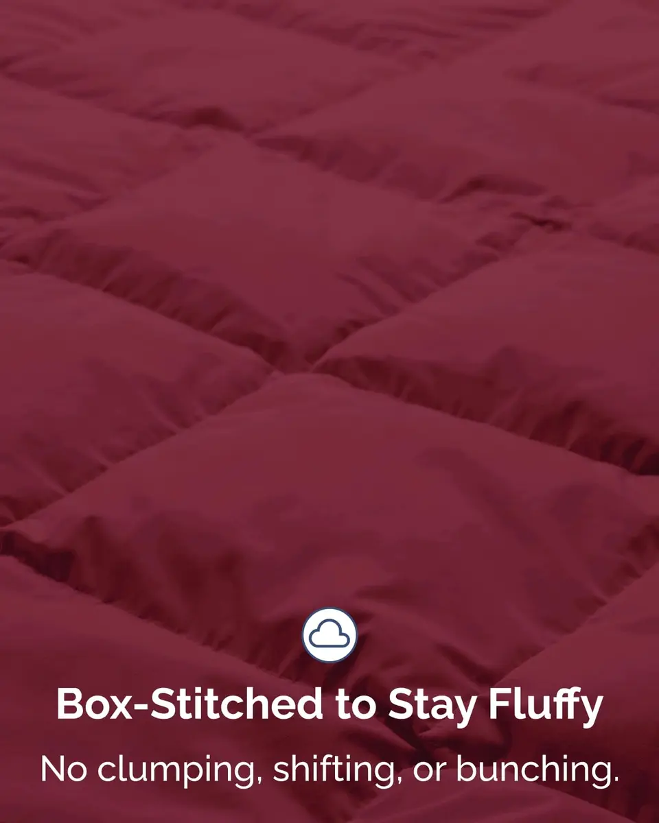 CGK Unlimited Comforter King Size - Down Alternative Duvet Insert - Burgundy, 102" x 90" | All-Season Breathable Bedding - view 7