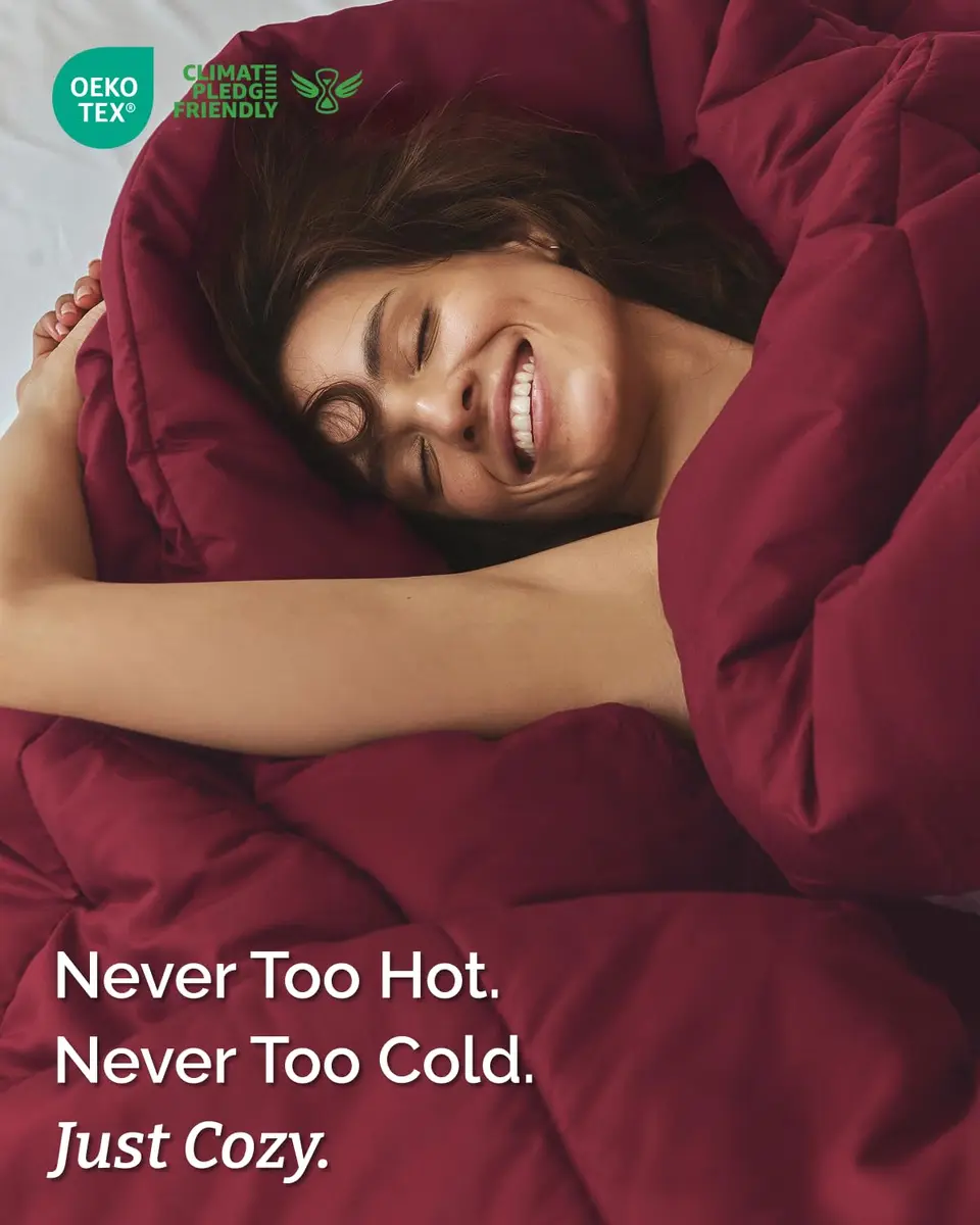 CGK Unlimited Comforter King Size - Down Alternative Duvet Insert - Burgundy, 102" x 90" | All-Season Breathable Bedding - view 2