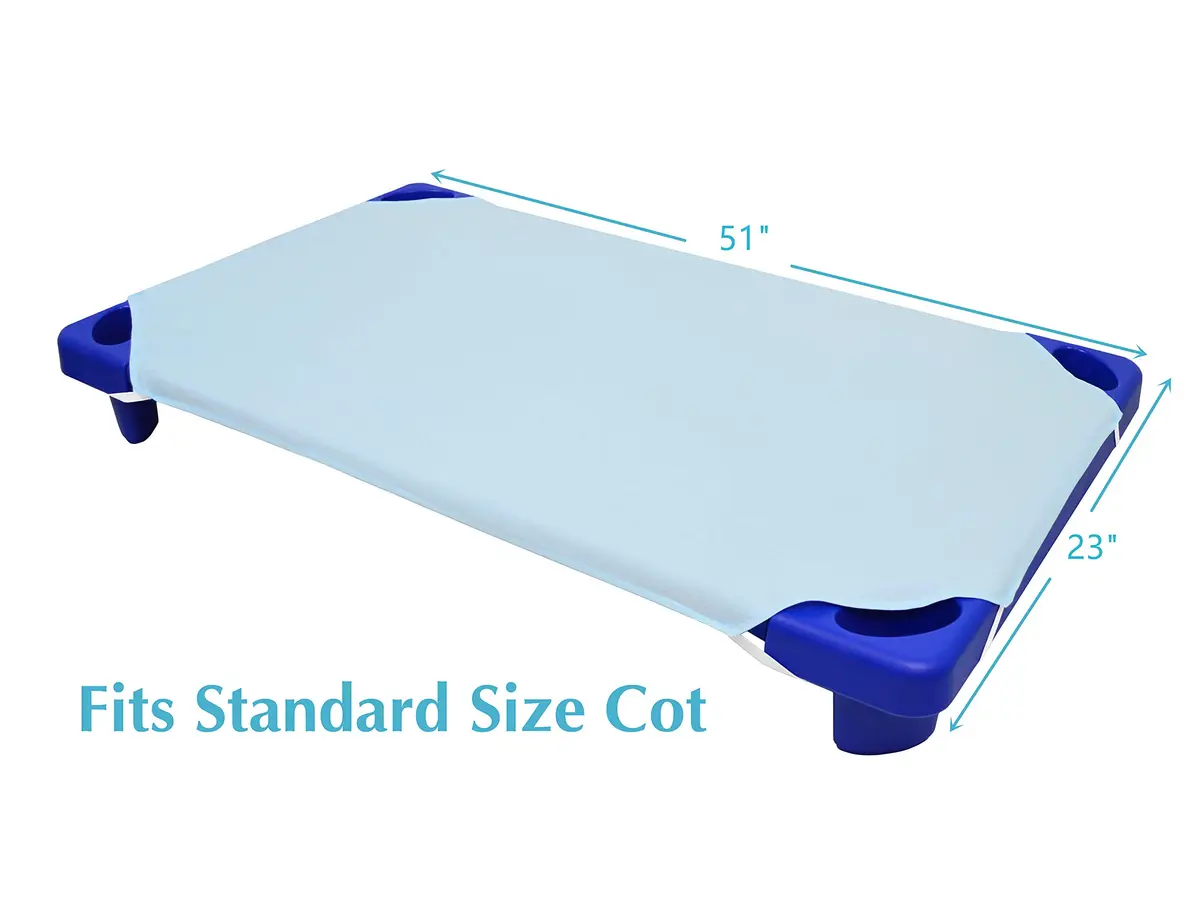 American Baby Company 100% Cotton Percale Cot Sheet for Daycare Standard Size 23" x 51" | Soft & Breathable Cot Sheet for Daycare and Preschool, Blue - view 2