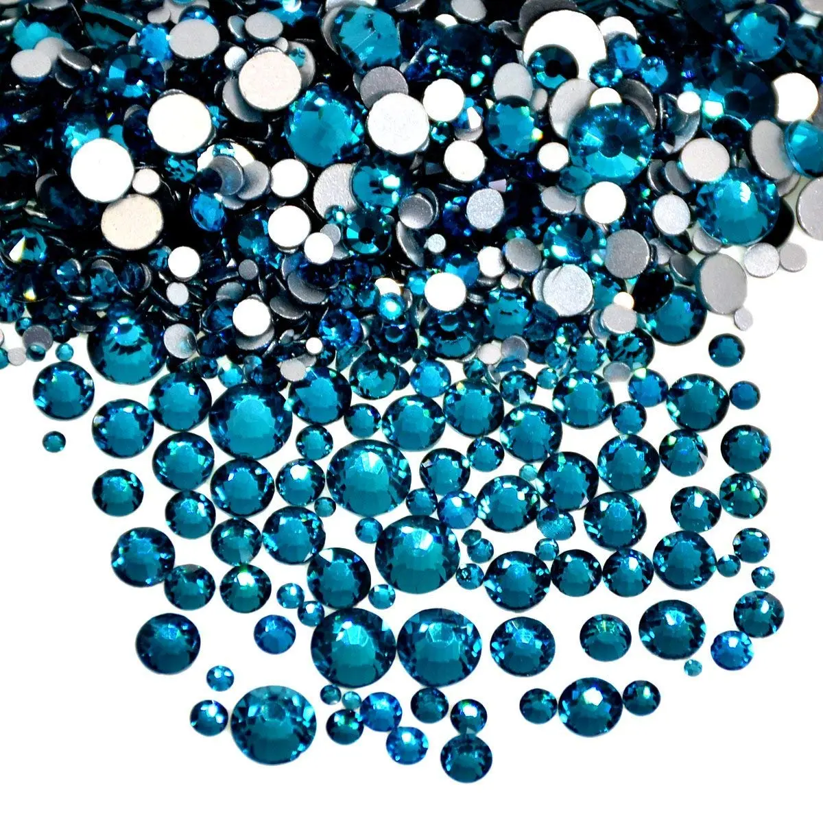 AD Beads Mixed Size Glass Rhinestones 1440 Pieces | No Hotfix, Easy to Use, Crystal Gems (08 Blue Zircon) - main product image