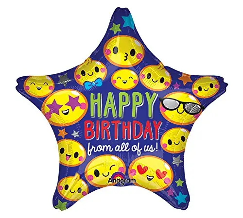 burton+BURTON Happy Birthday from All of Us Foil/Mylar Balloon | Star Aluminum Round 19x19x10 inches - view 2