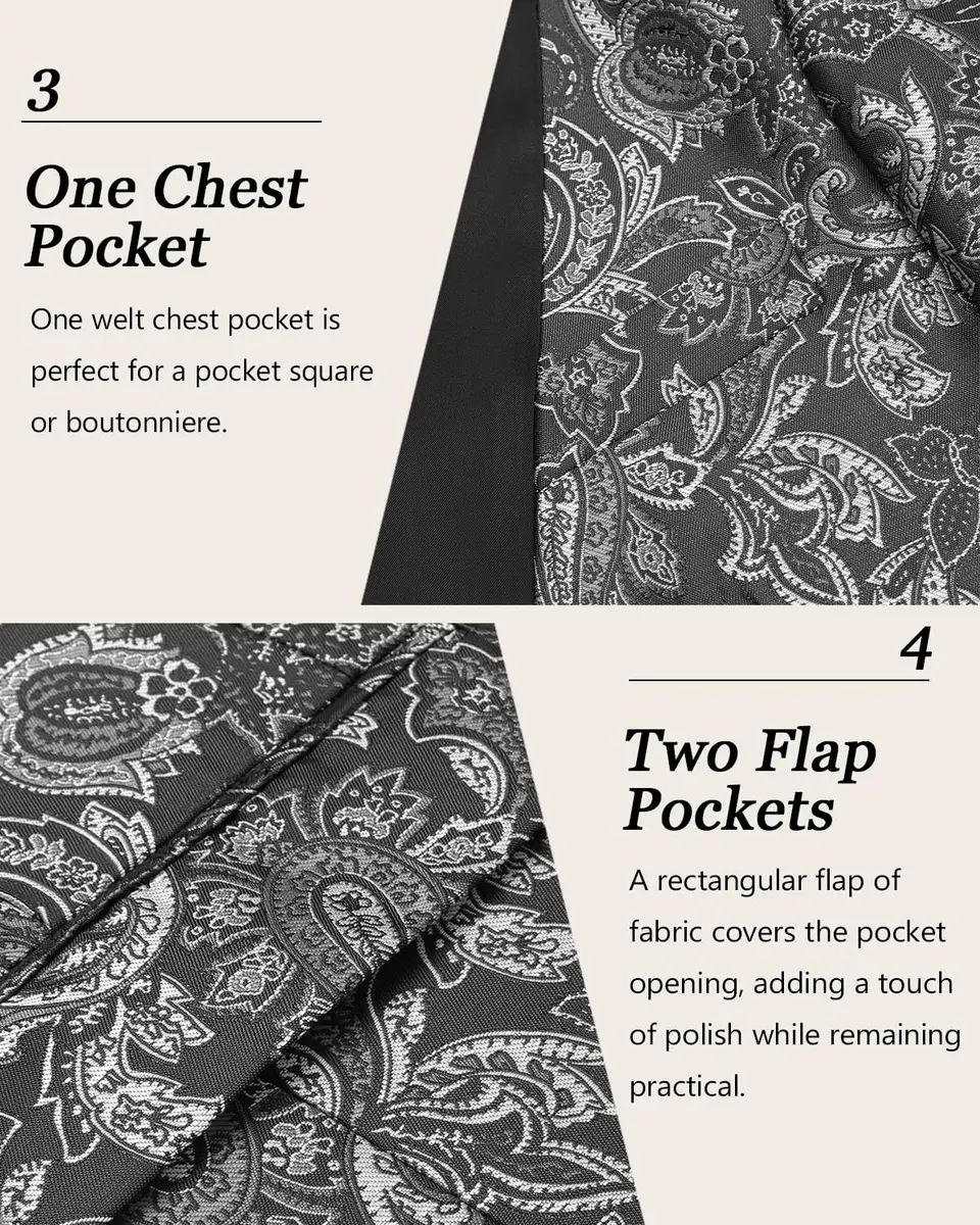 COOFANDY Men's Slim Fit Floral Blazer 1 - Grey | Elegant & Stylish for Weddings & Formal Events - view 6