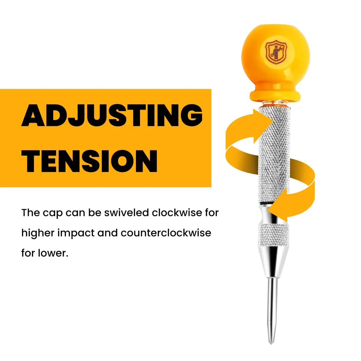 MULWARK 5" Spring-Loaded Steel Center Hole Punch Marker | Adjustable Impact, Rustproof (120 chars) - view 5
