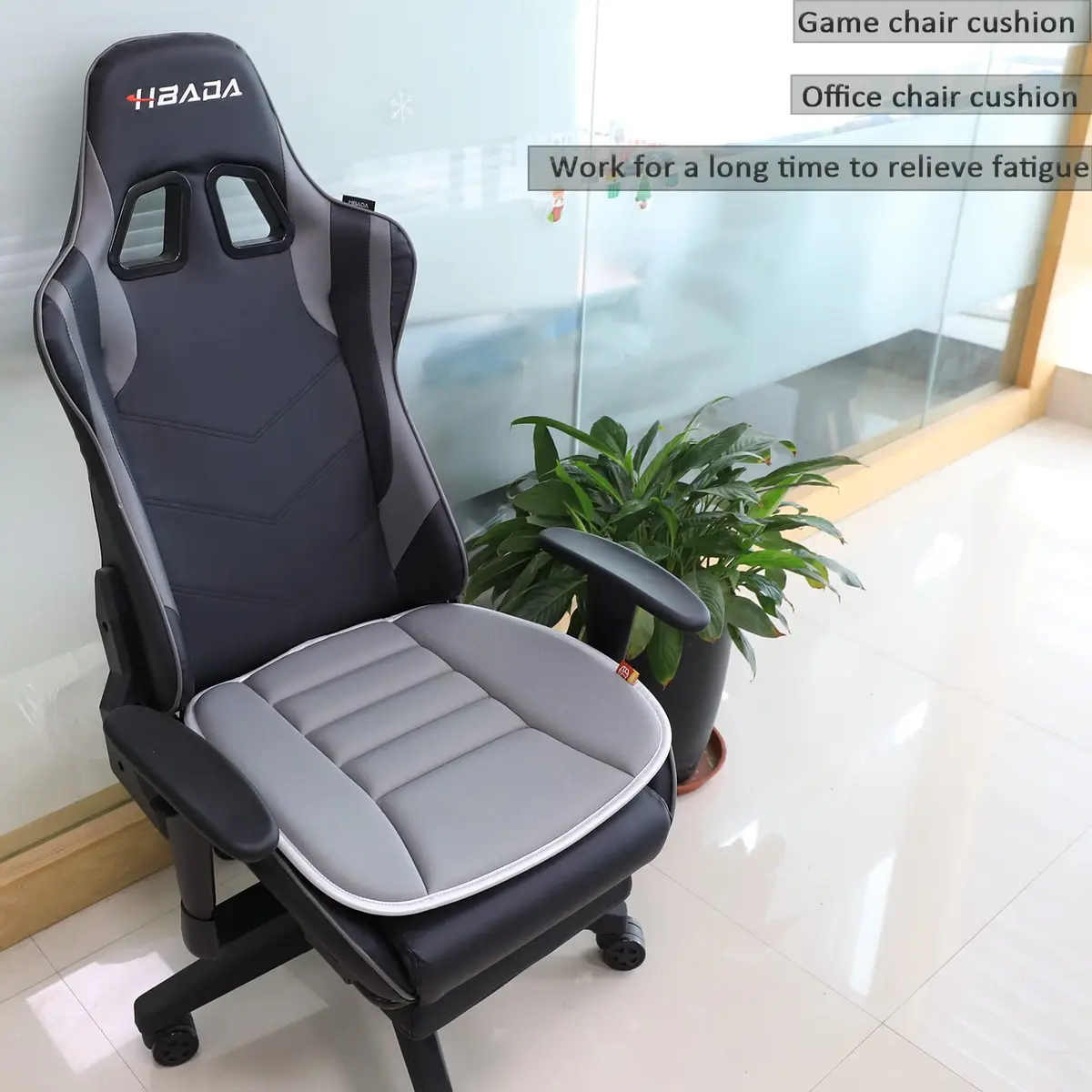 RaoRanDang Gray Memory Foam Car Seat Cushion Pad for Driving & Office Chairs | 54cm x 46cm (21.3" x 18.5") - view 6