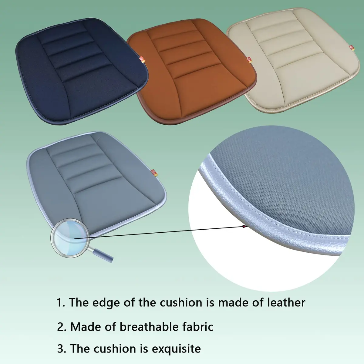 RaoRanDang Gray Memory Foam Car Seat Cushion Pad for Driving & Office Chairs | 54cm x 46cm (21.3" x 18.5") - view 7