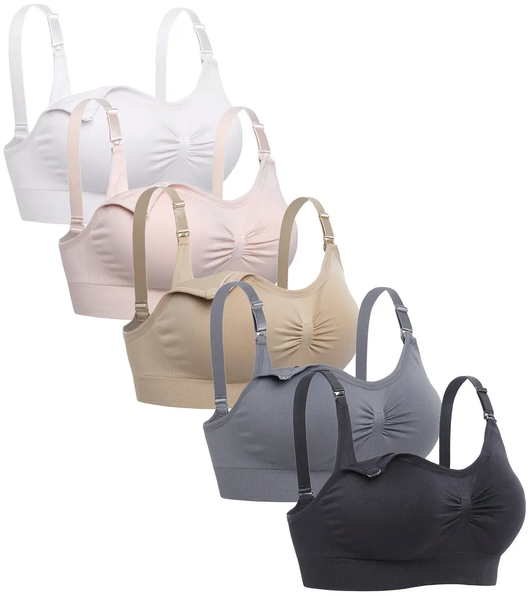 Lataly Seamless Nursing Bra 92% Nylon 8% Spandex | Wirefree, Full Coverage, Pack of 5, Size L - main product image