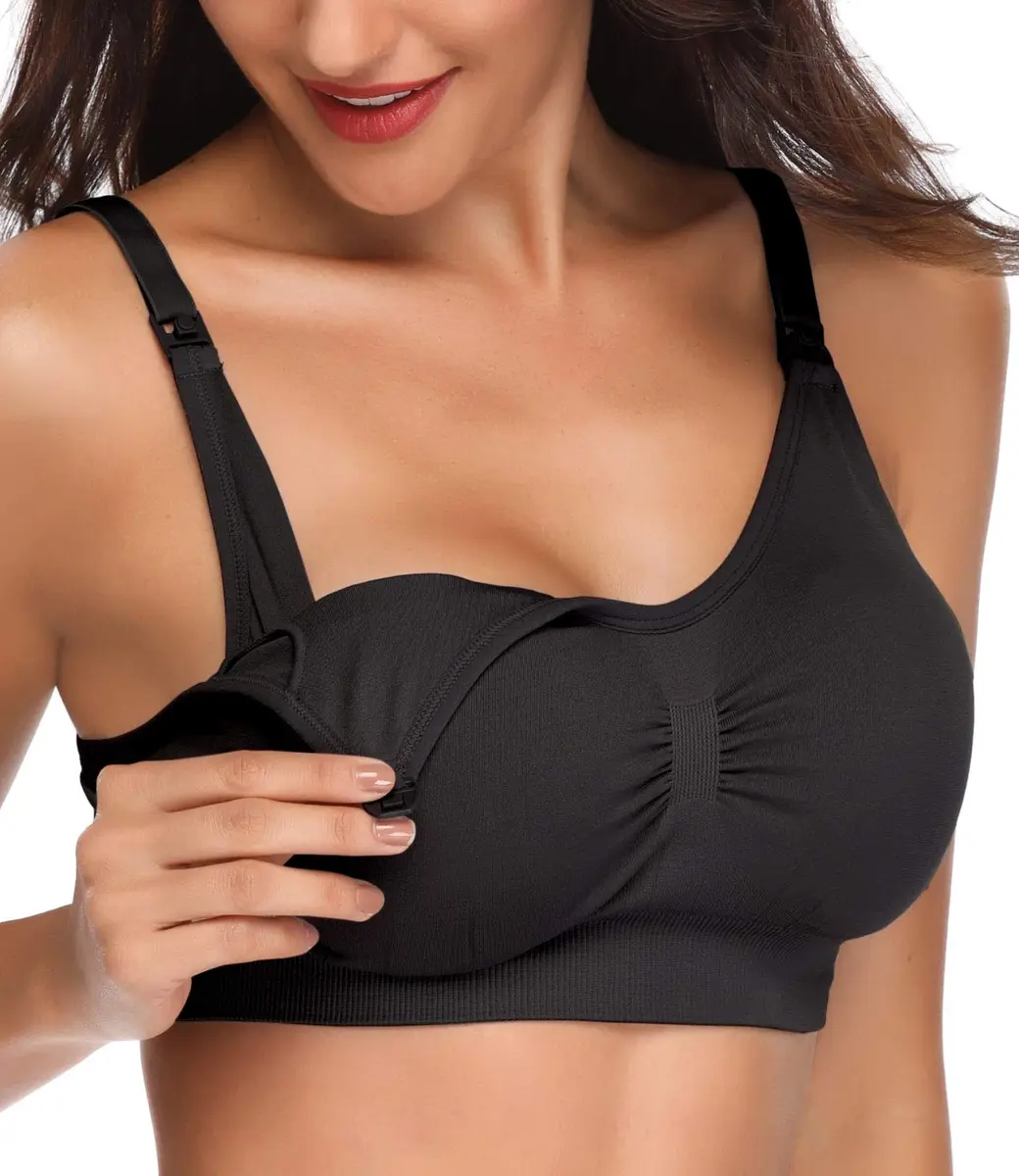 Lataly Seamless Nursing Bra 92% Nylon 8% Spandex | Wirefree, Full Coverage, Pack of 5, Size L - view 2