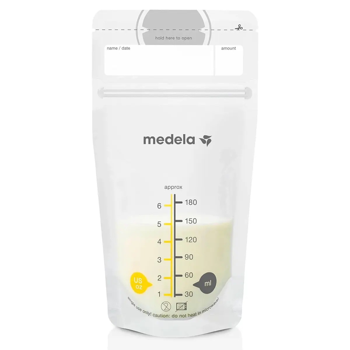 Medela Breastmilk Storage Bags 50 Count 180ml (6 oz) | Hygienically Pre-Sealed for Safe Breast Milk Storage - main product image