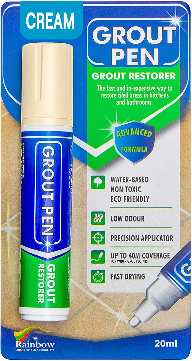 Rainbow Chalk Markers Grout Pen Cream Tile Grout Paint Marker Restorer 20ml (0.676 Fl Oz) | Waterproof Grout Line Refresher for Kitchen & Bathroom - main product image