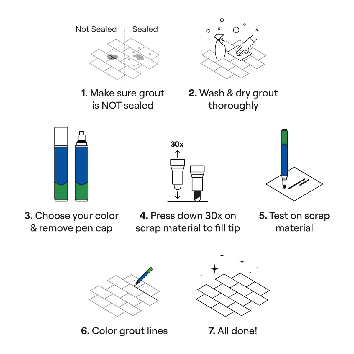Rainbow Chalk Markers Grout Pen Cream Tile Grout Paint Marker Restorer 20ml (0.676 Fl Oz) | Waterproof Grout Line Refresher for Kitchen & Bathroom - view 5