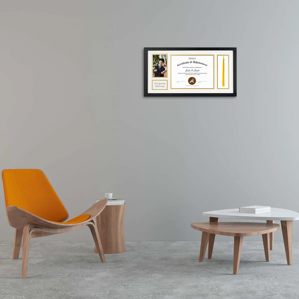 Golden State Art Diploma Frame with Tassel Holder and Photo, Black Wood | Modern Shadow Box for Certificates & Photos - view 8