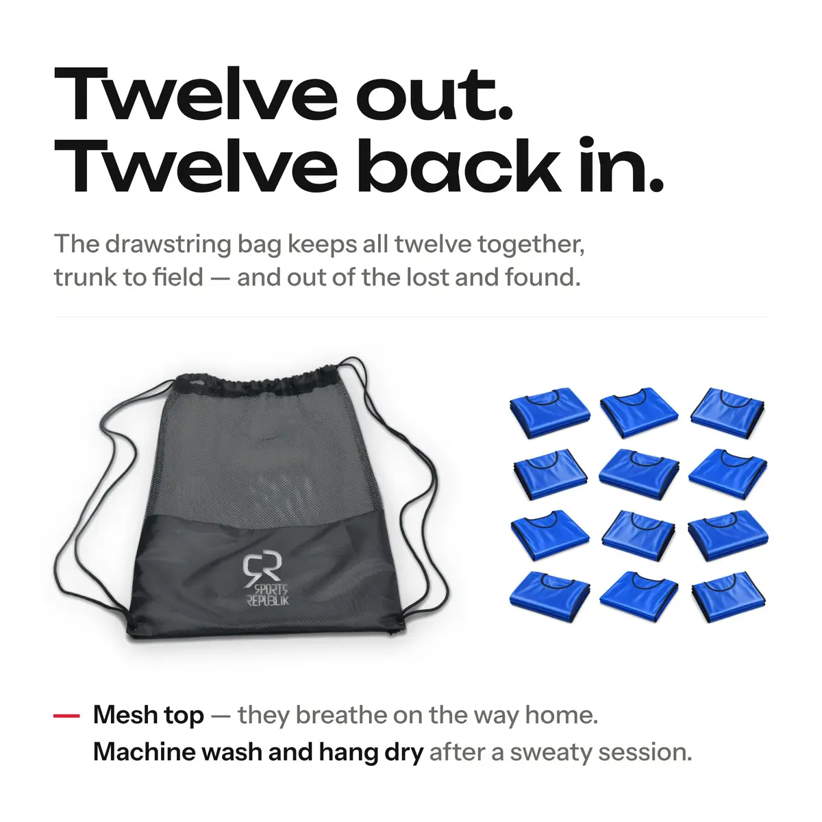 SportsRepublik Pinnies for Sports 12-Pack | Thick, Opaque, Mesh Carry Bag, Adult & Kids Sizes - view 6