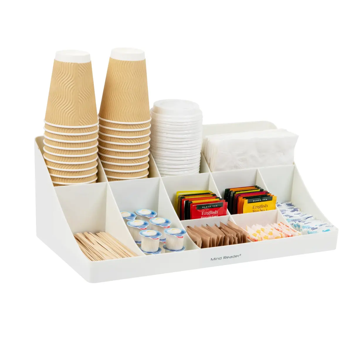 Mind Reader 11-Compartment Condiment Station Countertop Organizer | 45.4cm (17.875") White - main product image