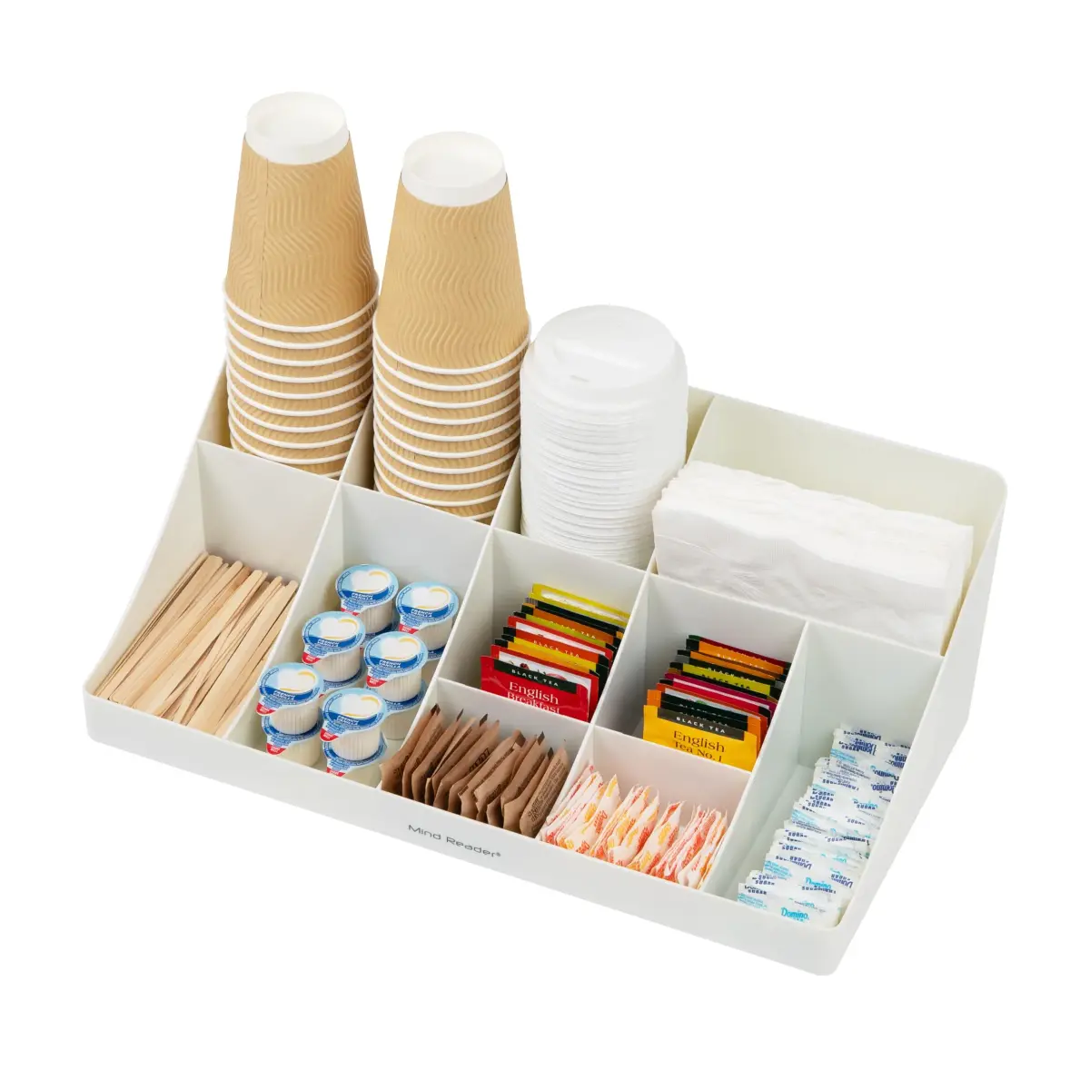 Mind Reader 11-Compartment Condiment Station Countertop Organizer | 45.4cm (17.875") White - view 5