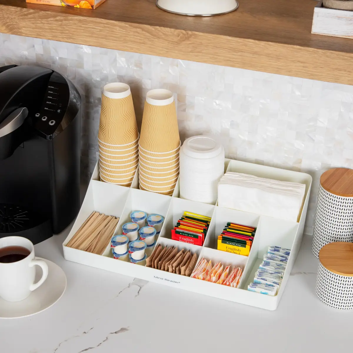 Mind Reader 11-Compartment Condiment Station Countertop Organizer | 45.4cm (17.875") White - view 6