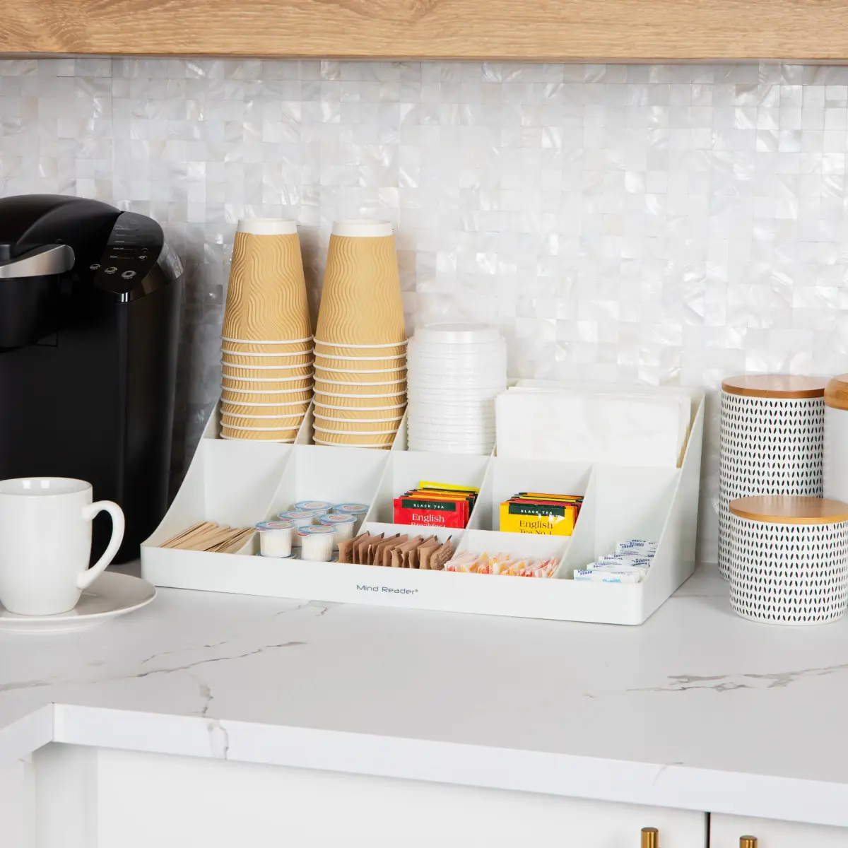 Mind Reader 11-Compartment Condiment Station Countertop Organizer | 45.4cm (17.875") White - view 2