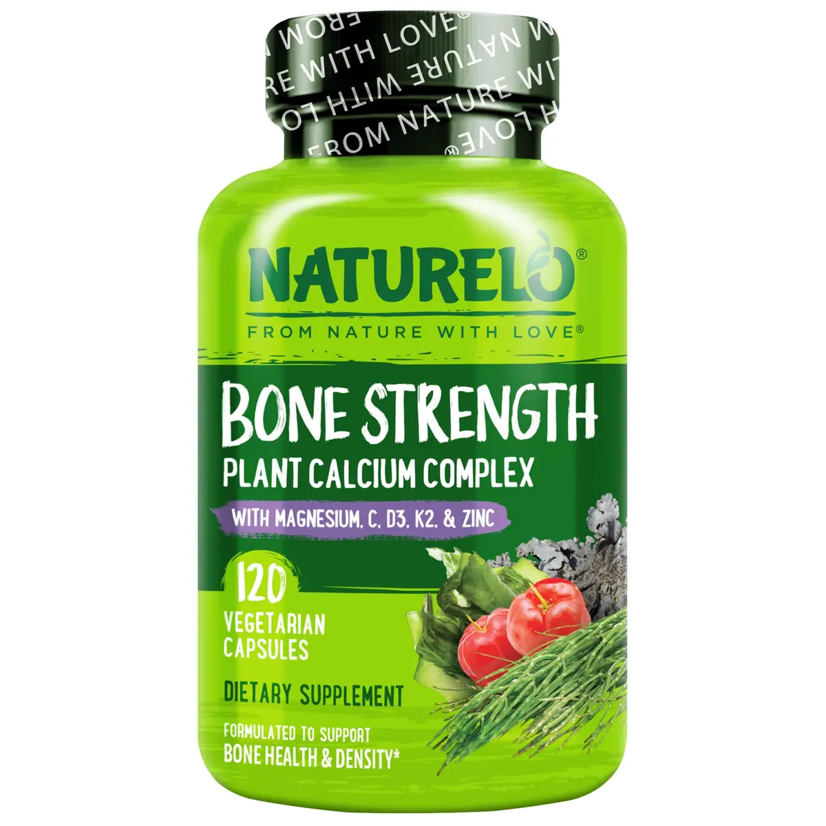 NATURELO 600mg Calcium Supplement for Bone Strength, VIT D3, 120 Capsules | Supports Bone & Joint Health - main product image